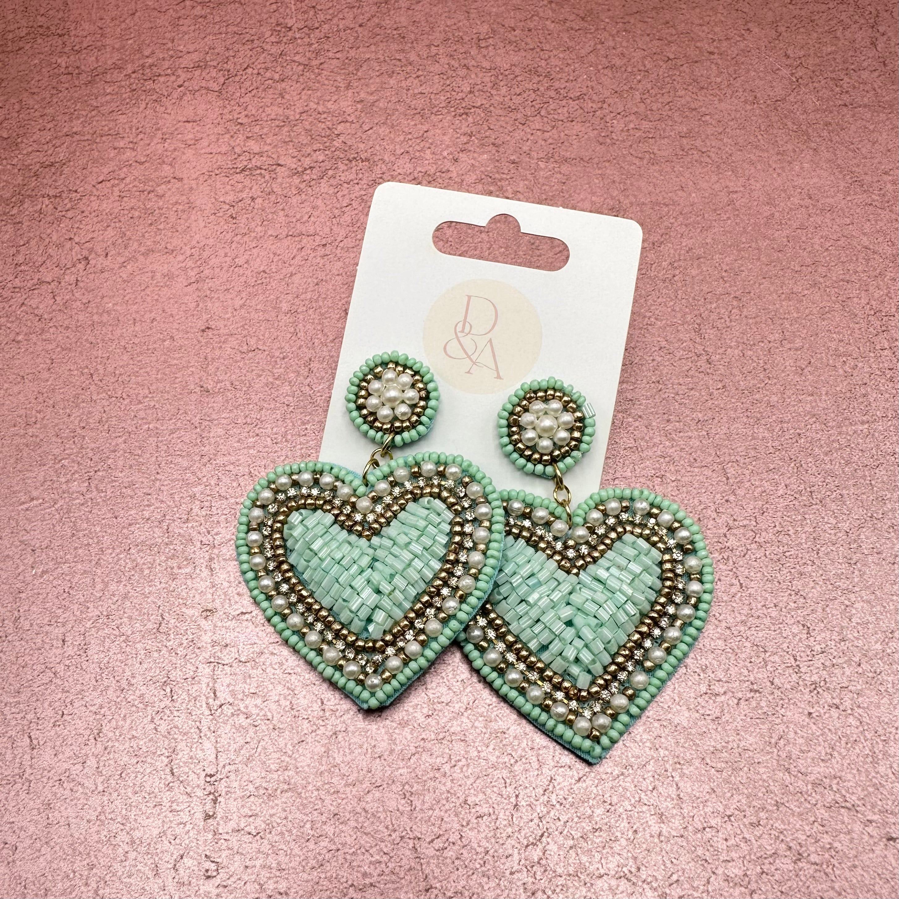 Heart in Heart Beaded Earrings