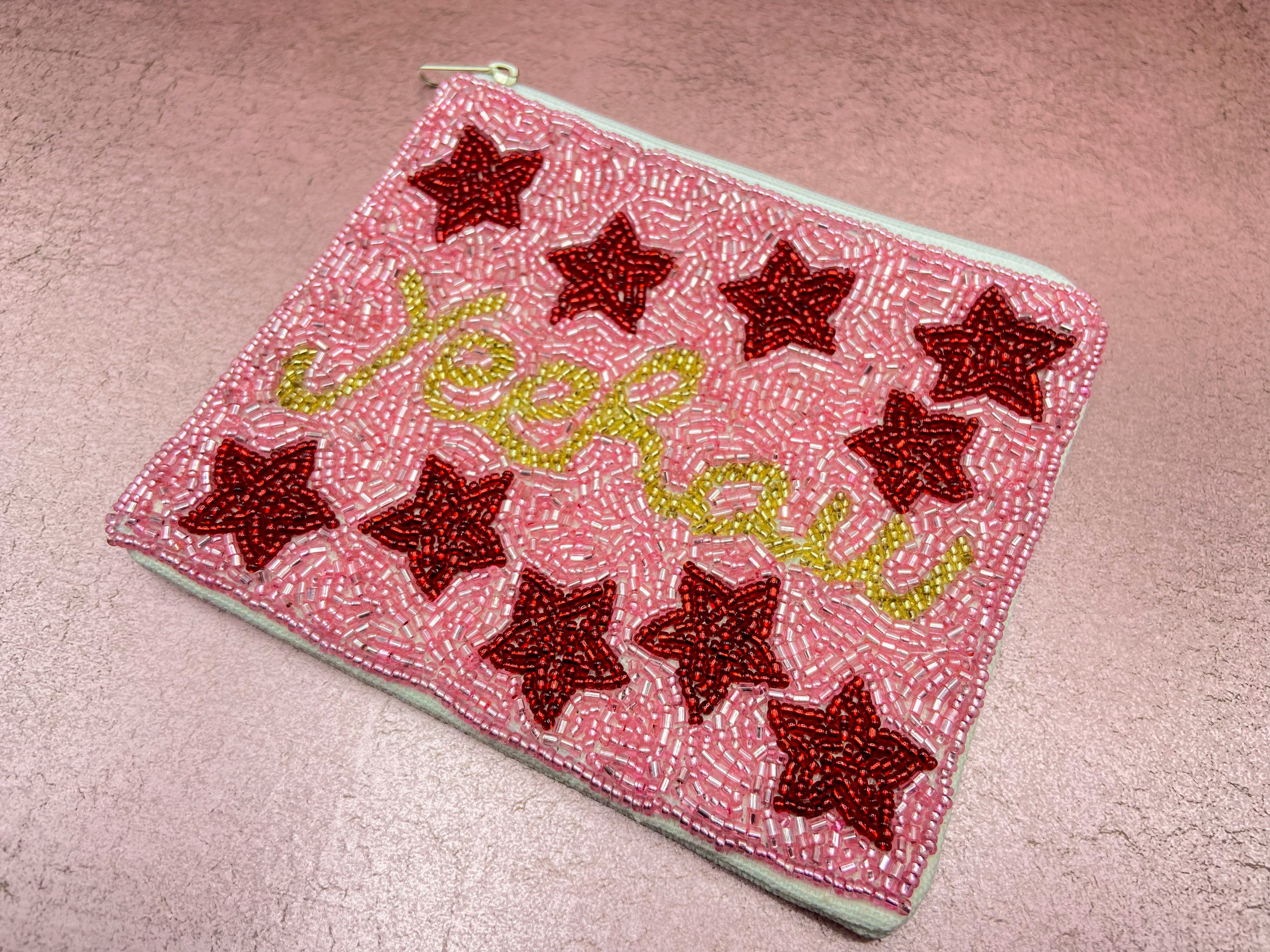 YeeHaw Red Star Beaded Pouch