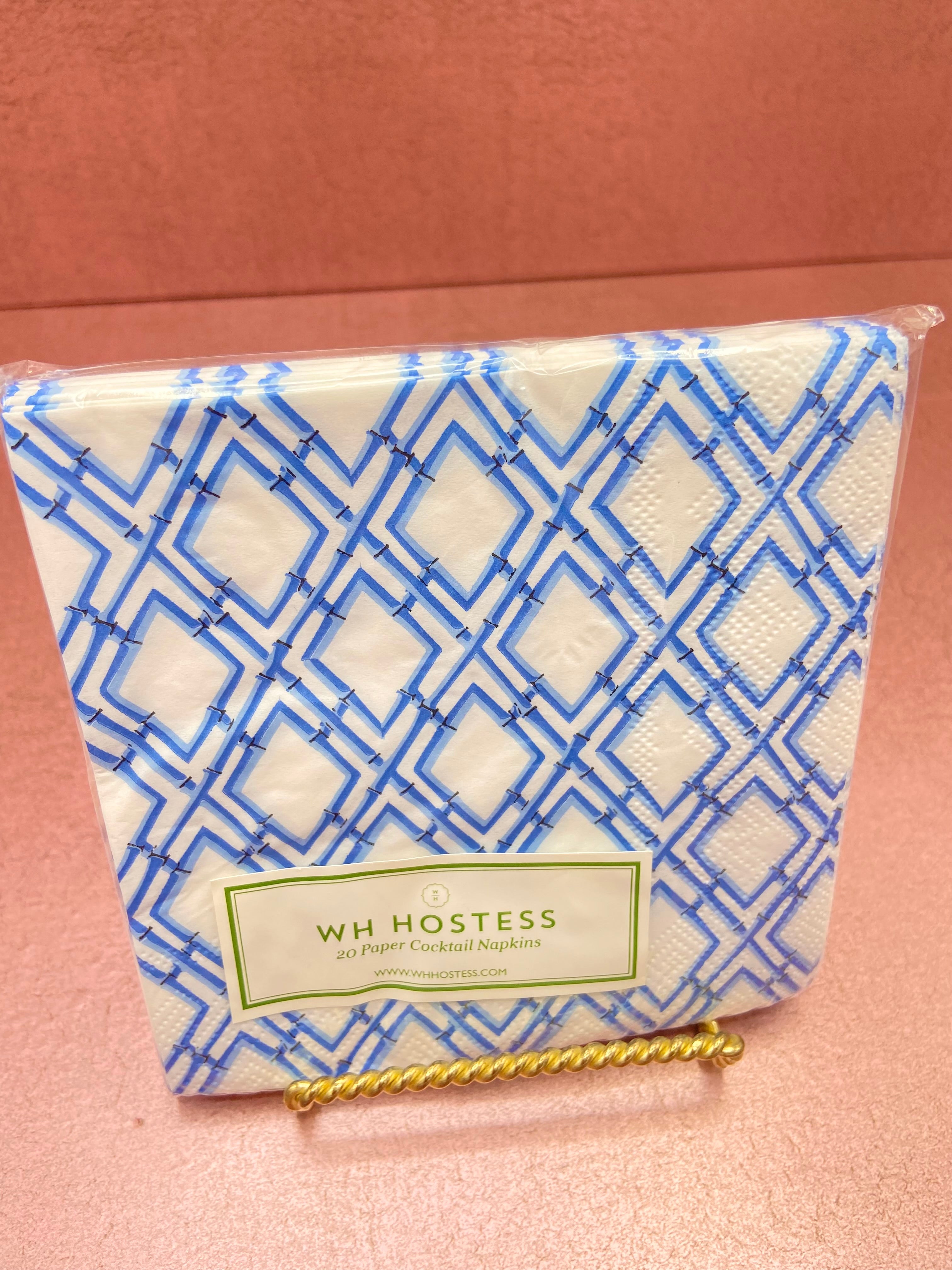 Cocktail Napkins Blue Trellis