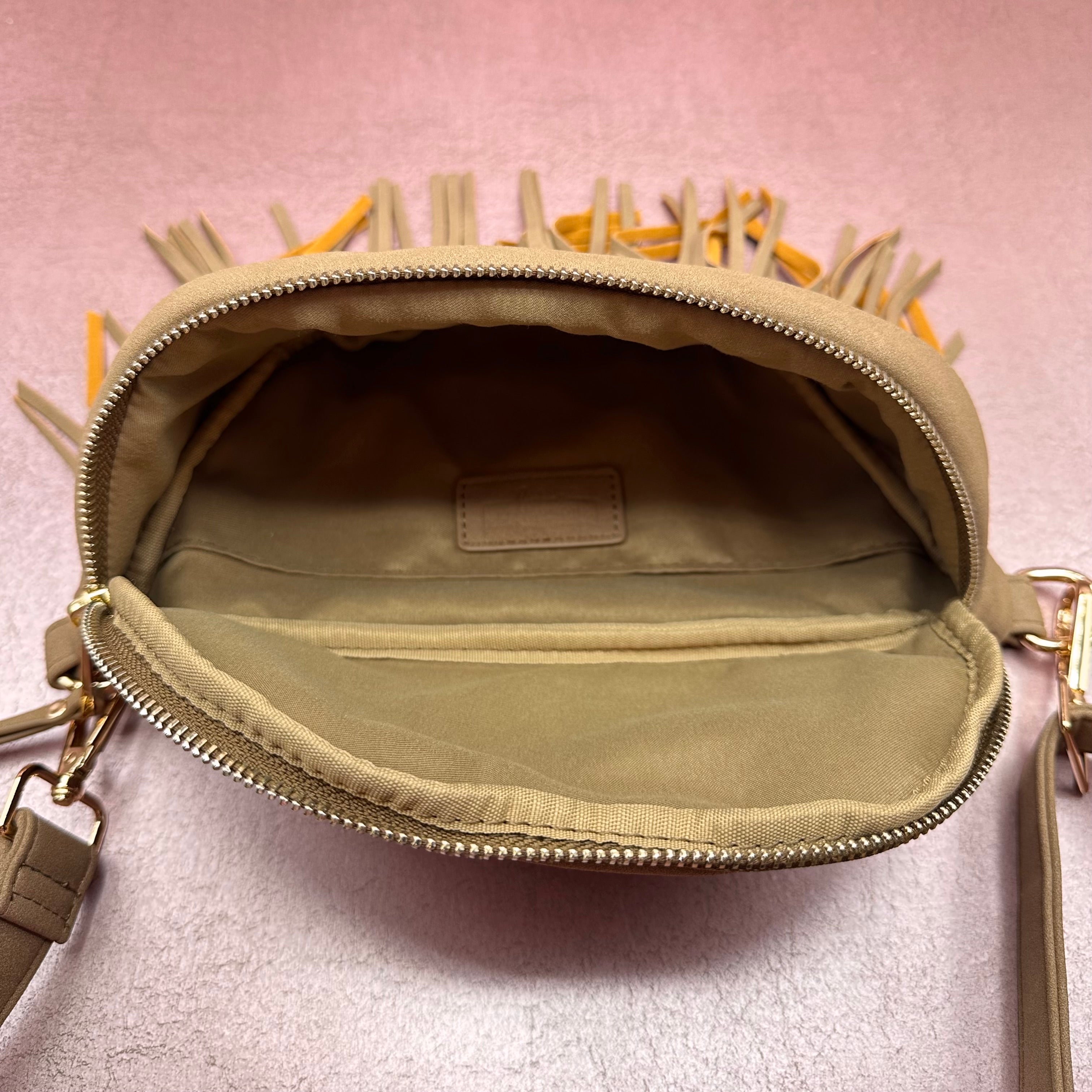 Tan Suede Fringe Bum-Hip Bag