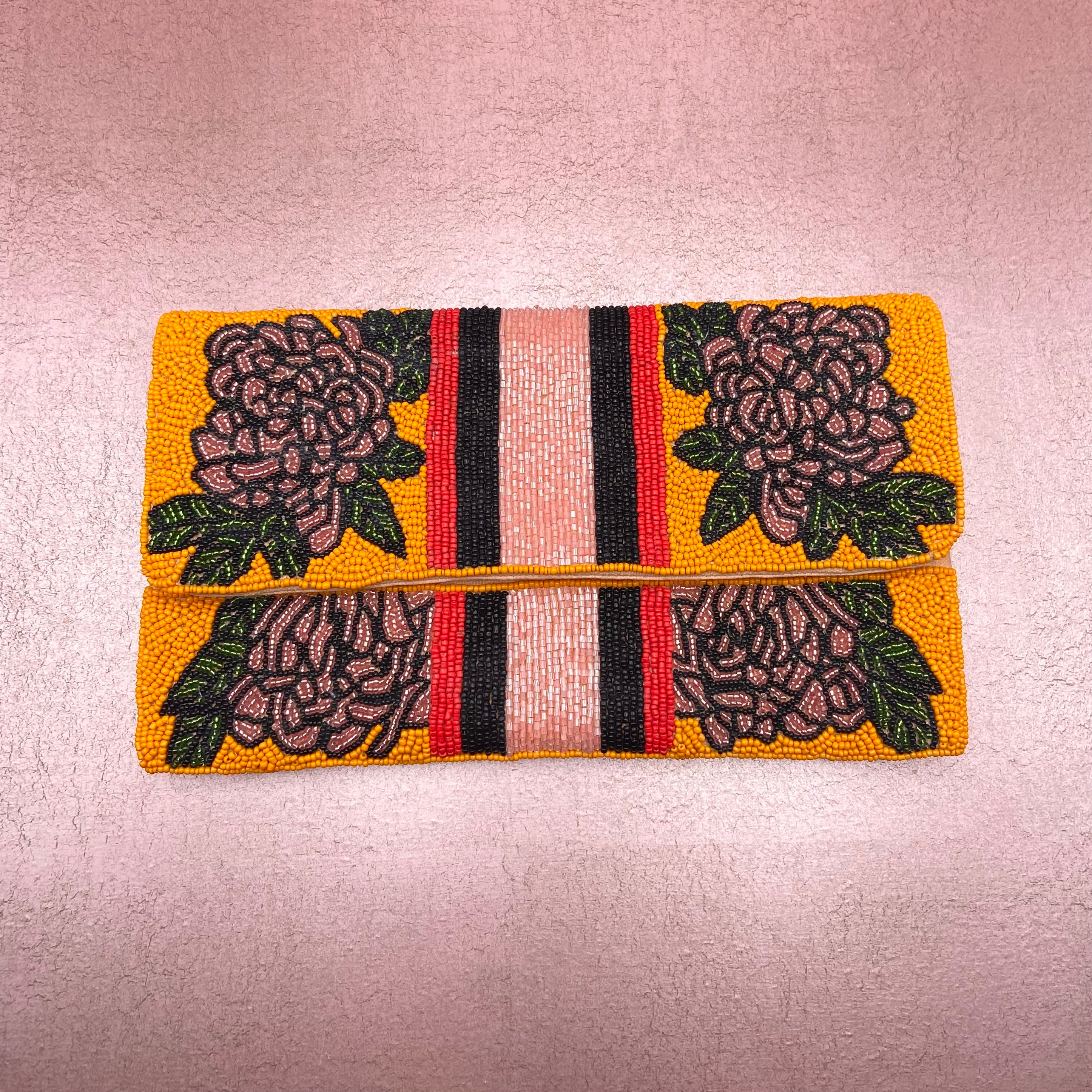 Striped Pink Rose Clutch