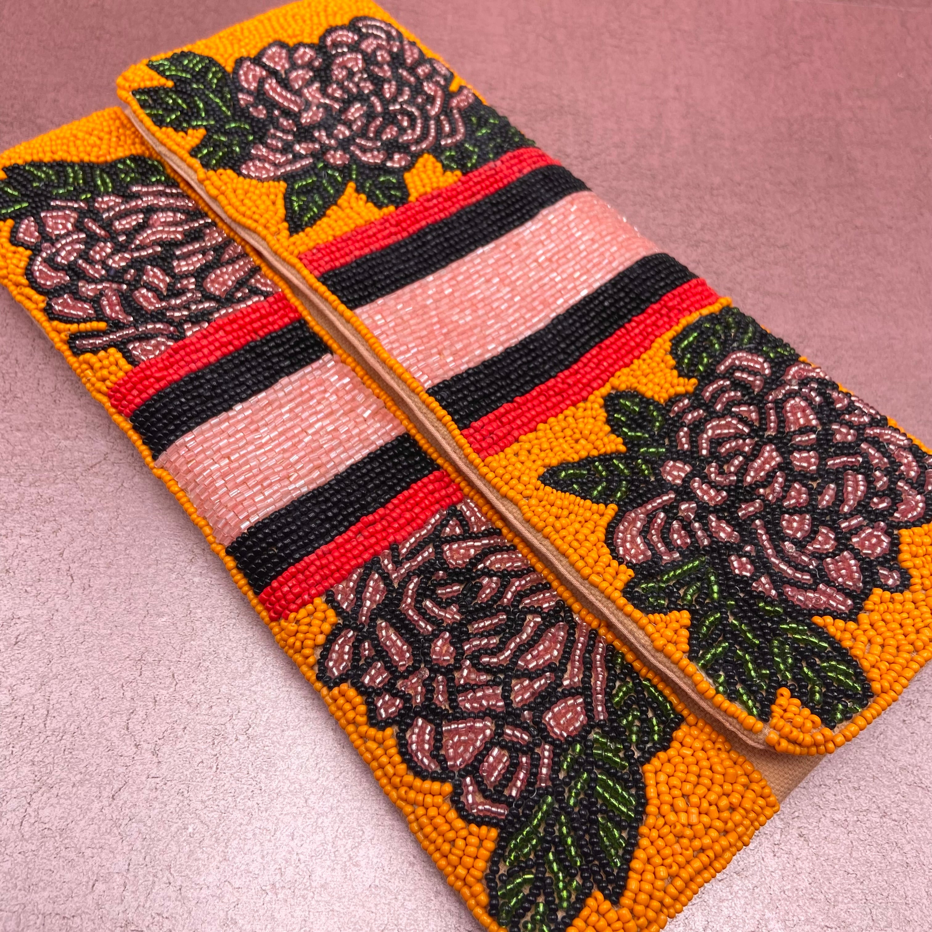 Striped Pink Rose Clutch